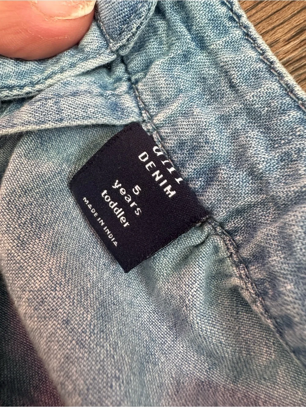 GAP Light Denim Ruffle Romper in Light Blue
